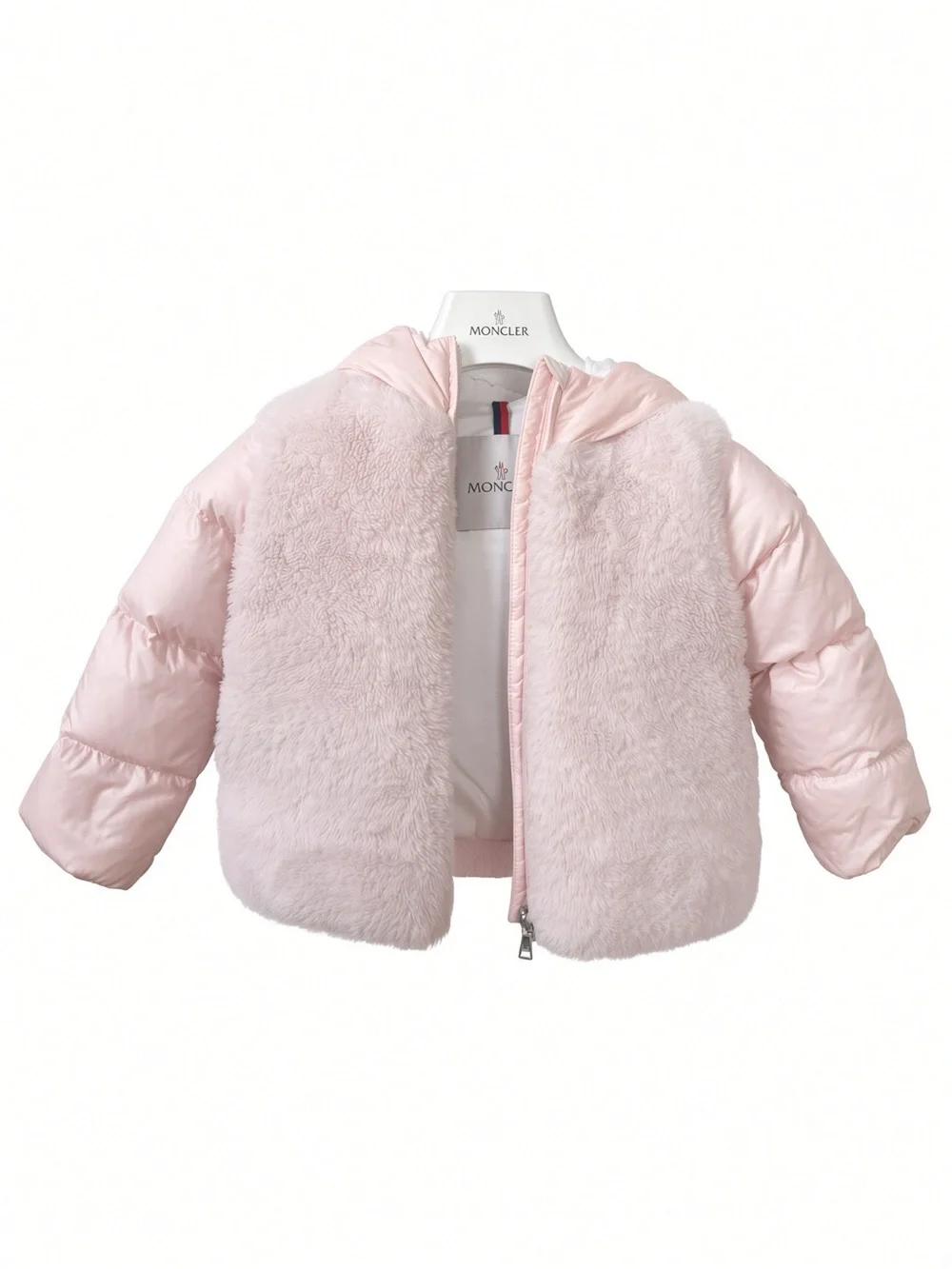 Moncler Pale Pink Hooded Kids Puffer Jacket